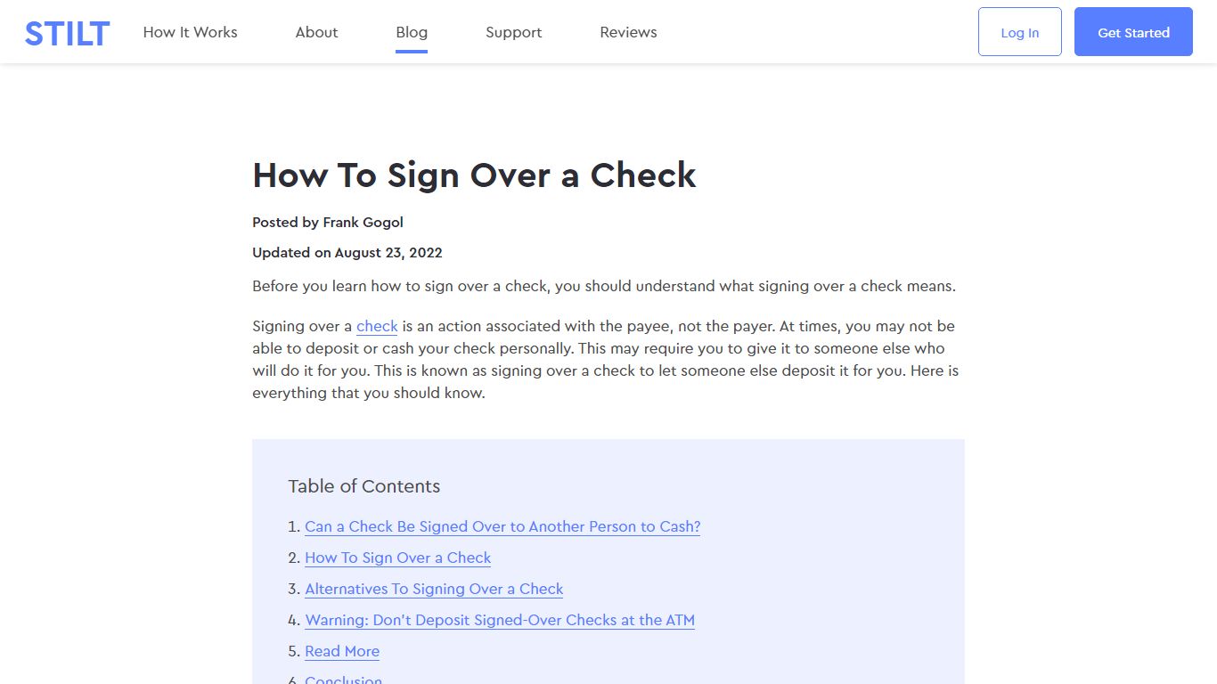 EASIEST way to sign over a check to someone else [2022] - Stilt Blog