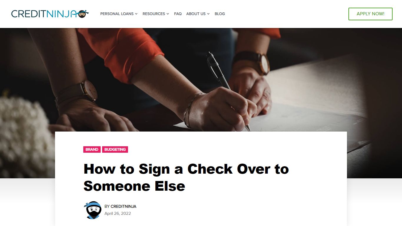 How to Sign a Check Over to Someone Else - CreditNinja